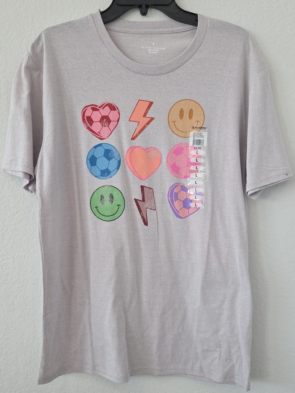 New Women’s Short-Sleeve Graphic Tee Shirt Soccer Ball Hearts Lightning Smiley